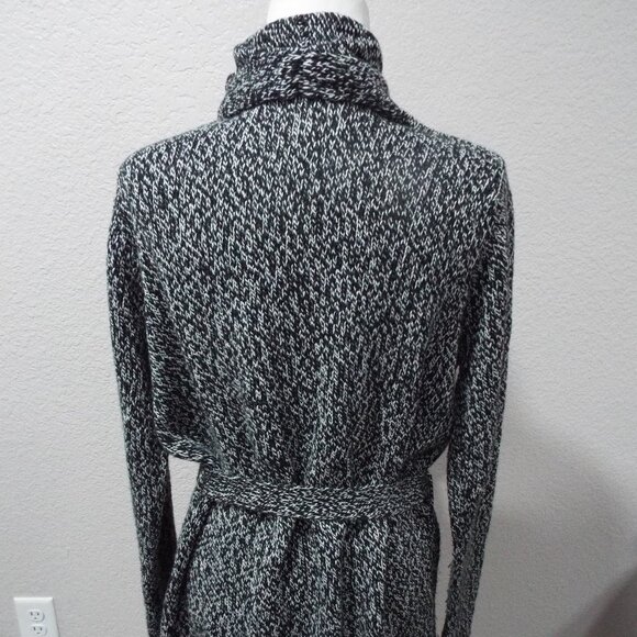 Levi’s Women's Wide Belted Long Cardigan Sweater Marbled Black/White Size Large - Picture 6 of 13
